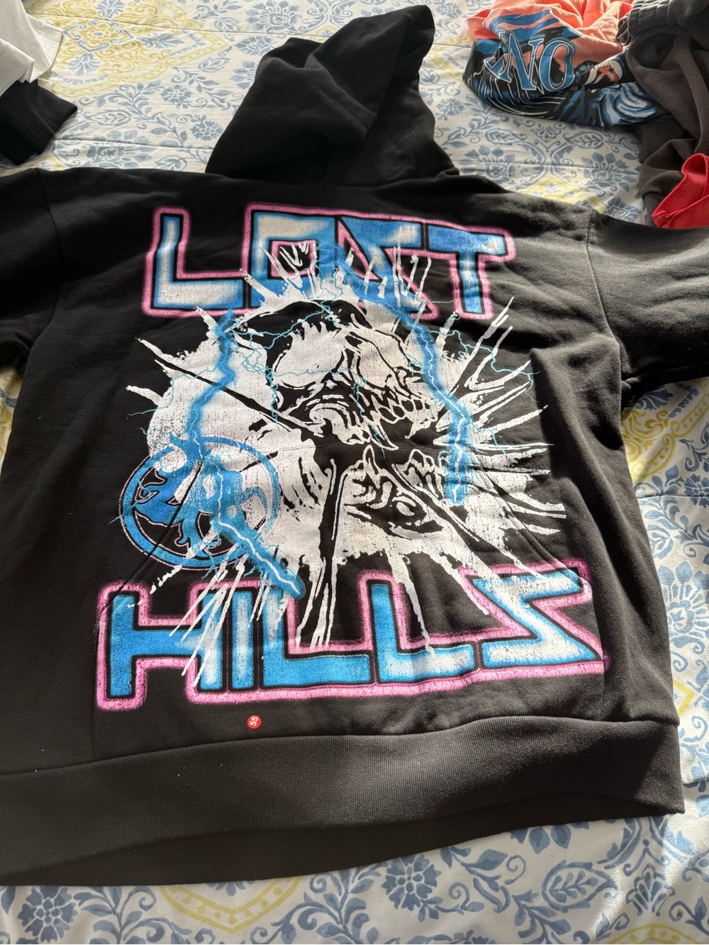 Lost Hills Men's Black Zip-Up Hoodie with Neon Graphic